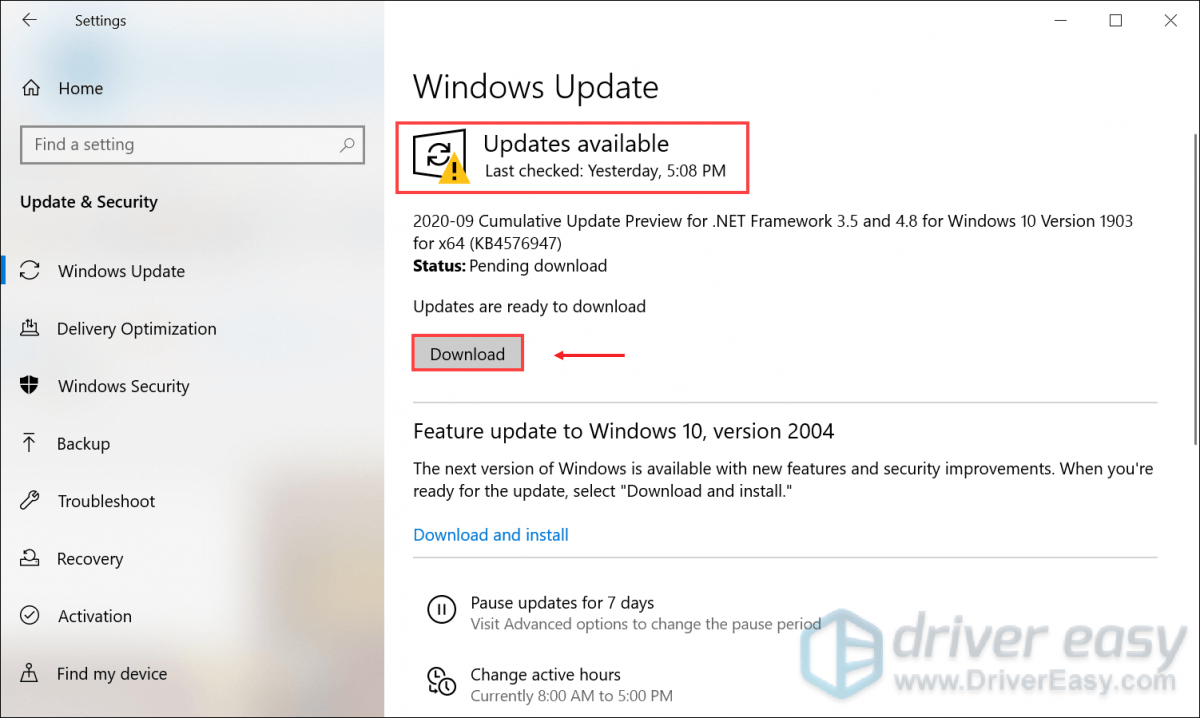 check for Windows Update