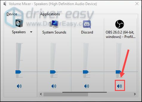 in obs how to mute a discord for desktop audio