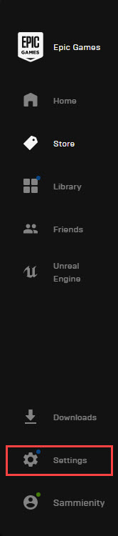 Epic Games Launcher Settings