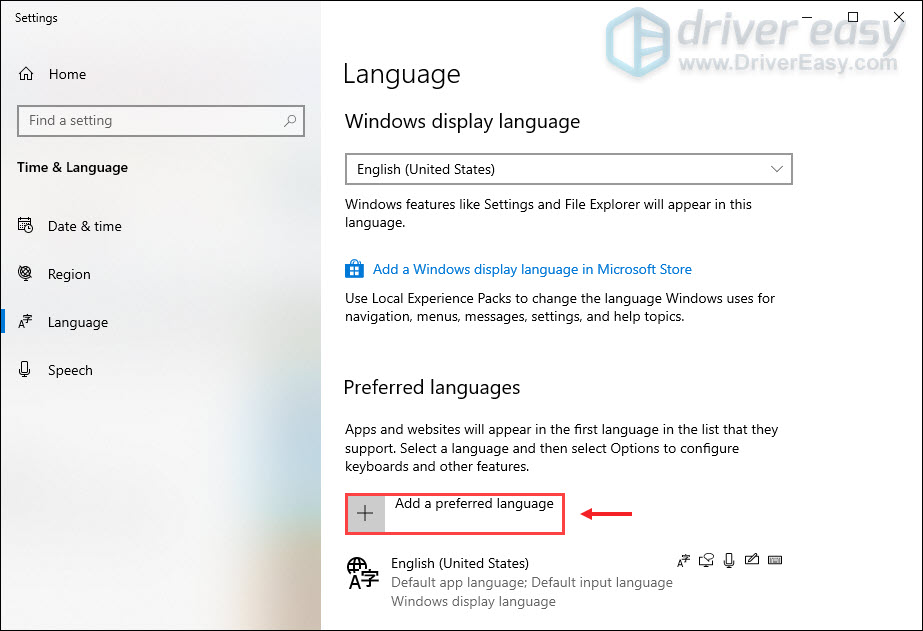 change Windows display language