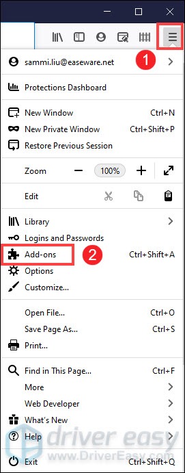 disable Add-ons on Firefox