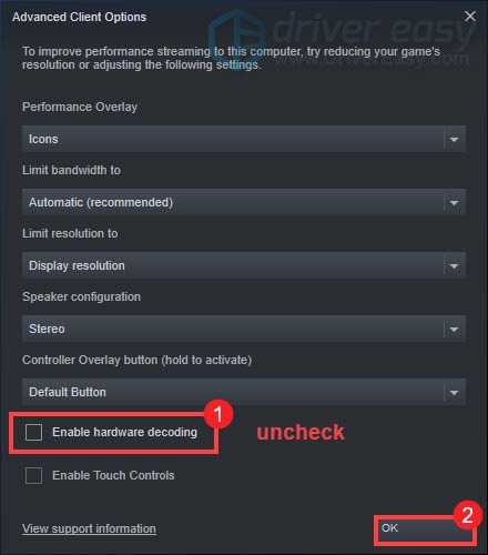 steam link enable hardware decoding