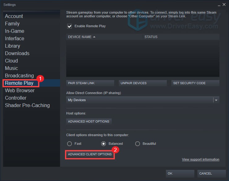 disable hardware encoding Steam Steam Remote Play not working