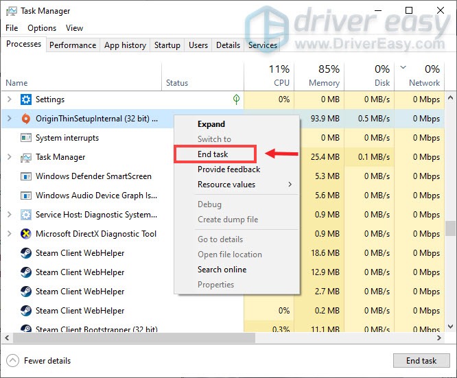 end task in Task Manager