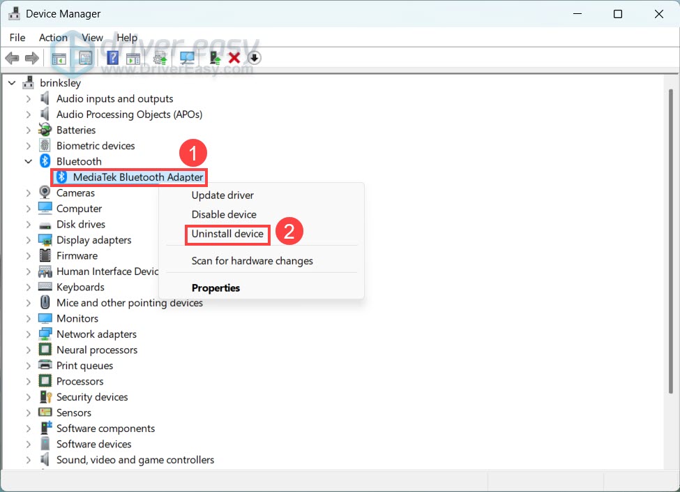 reinstall bluetooth driver in device manager
