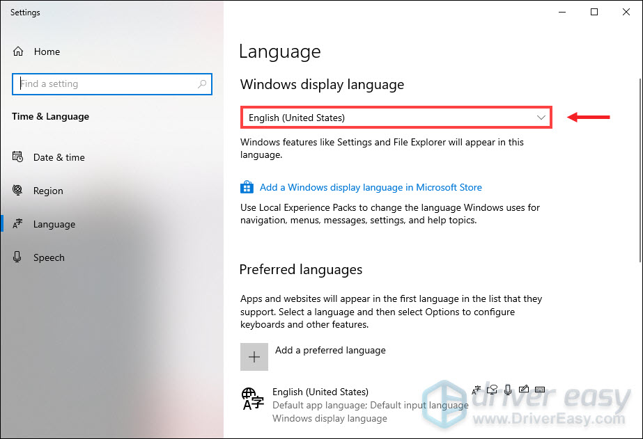 check Windows display language