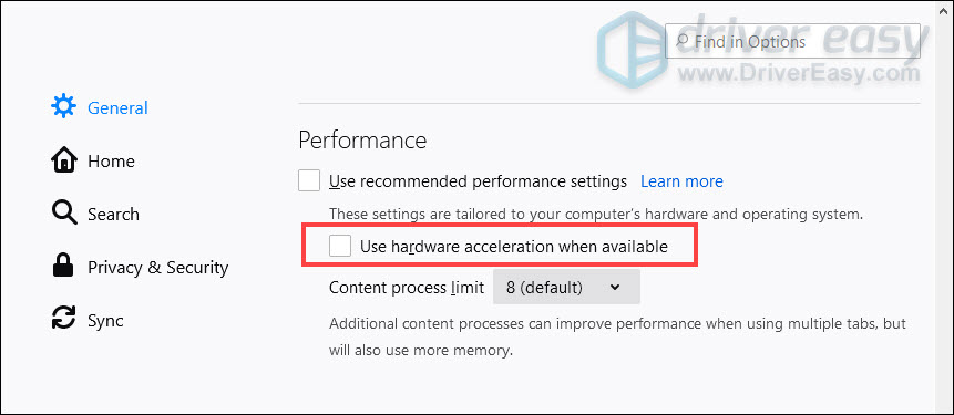 turn off hardware acceleration Firefox freezes