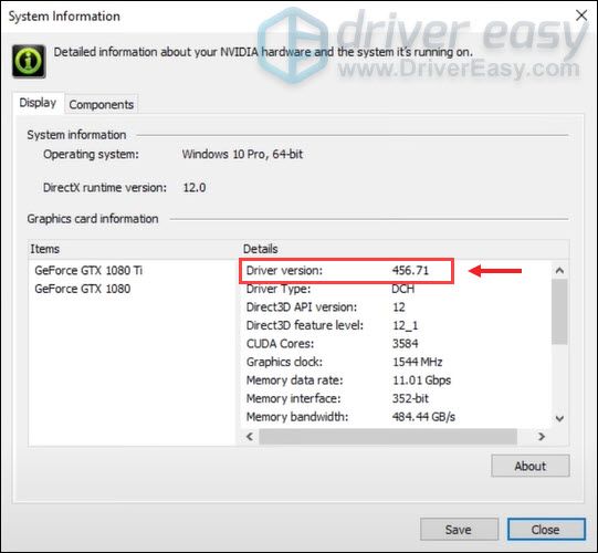 check for system information through NVIDIA Control Panel