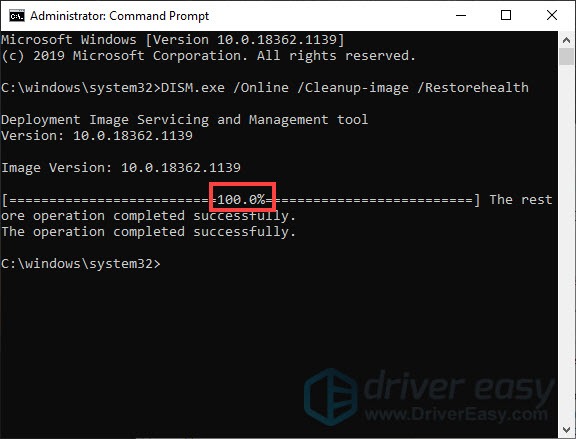 use DISM command tool to fix drag and drop not working issue