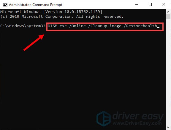 use DISM command tool to fix drag and drop not working issue