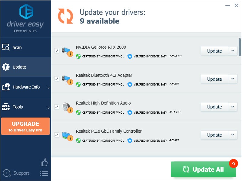 update device drivers automatically with Driver Easy