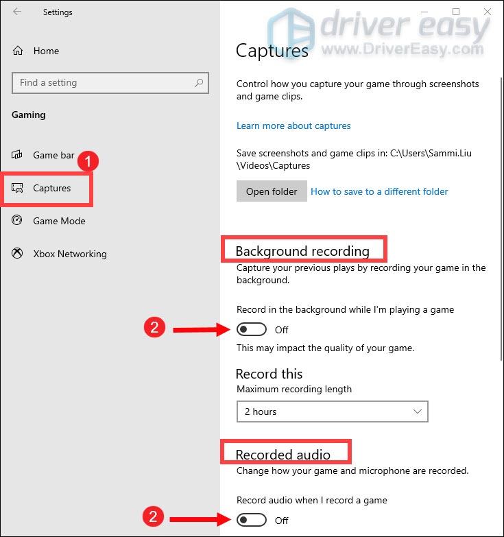 turn off background recording and recorded audio