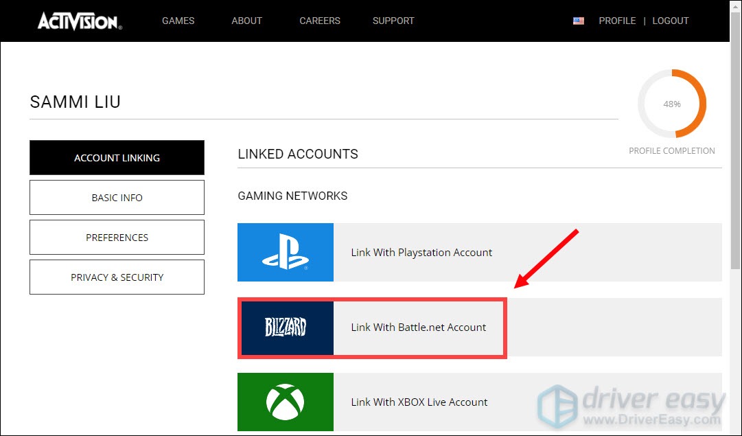 Activision Unlink Account Error ·