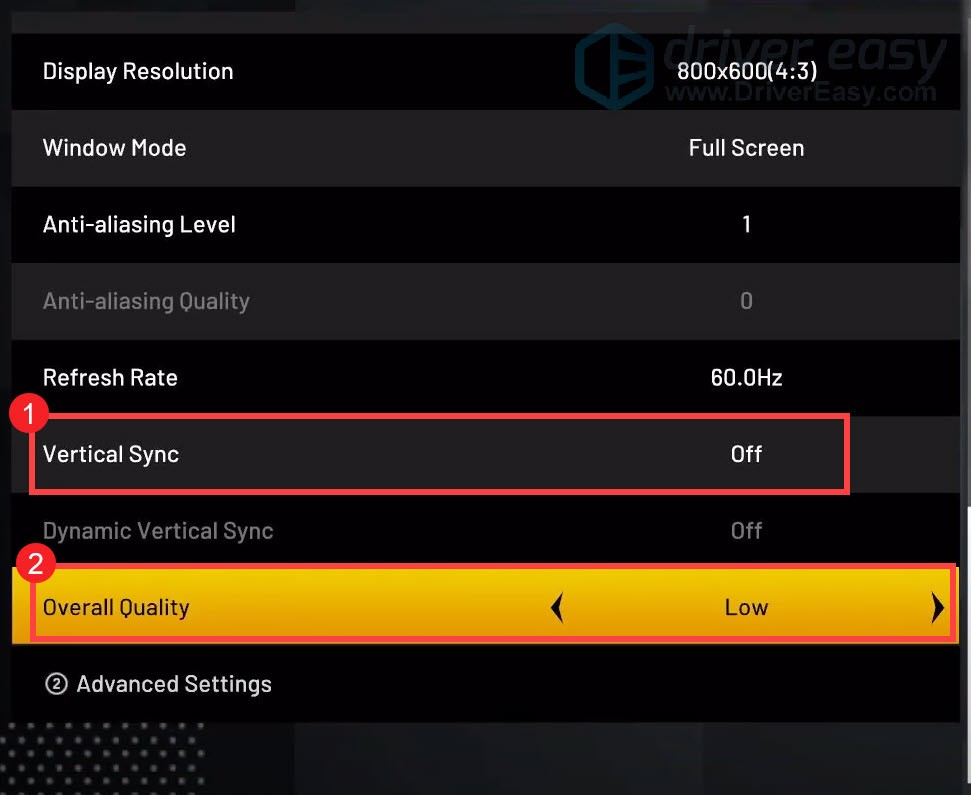 turn off vertical sync and set overall quality to low NBA 2K21