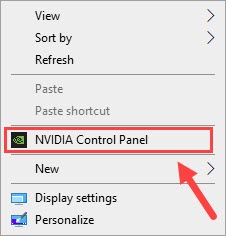 oopen NVIDIA Control Panel