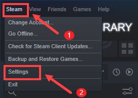 Steam go to settings