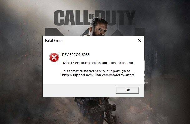 Dev error 6066 обнаружена неустранимая ошибка directx call of duty warzone