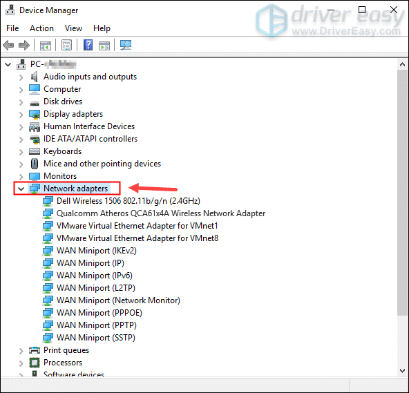 uninstall network driver