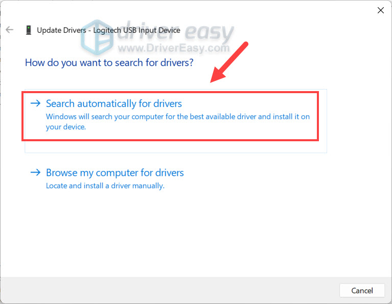 update logitech device driver in device manager search automatically