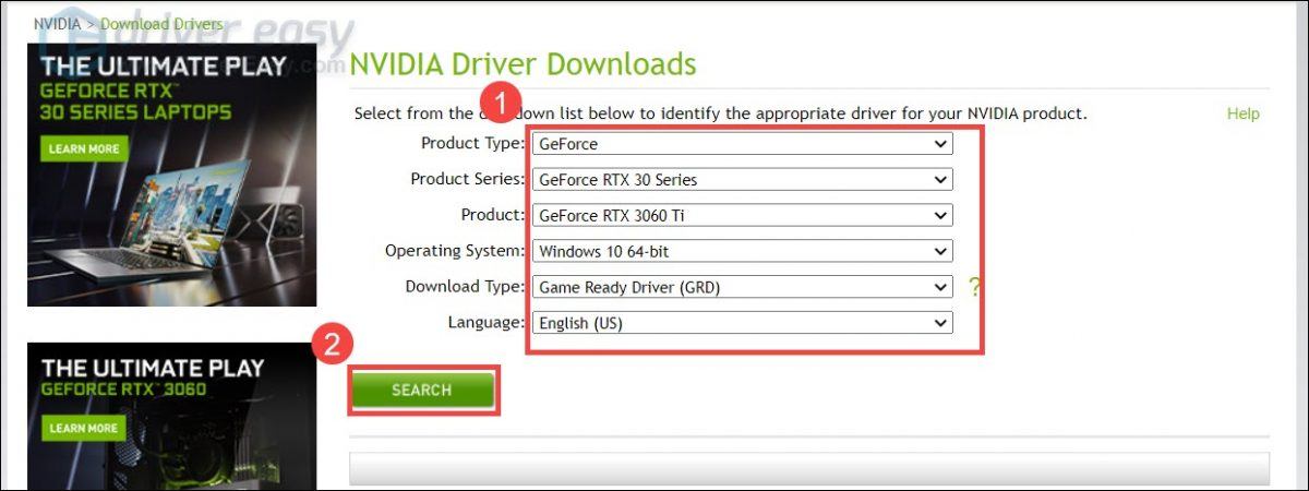 nvidia 3060 drivers download