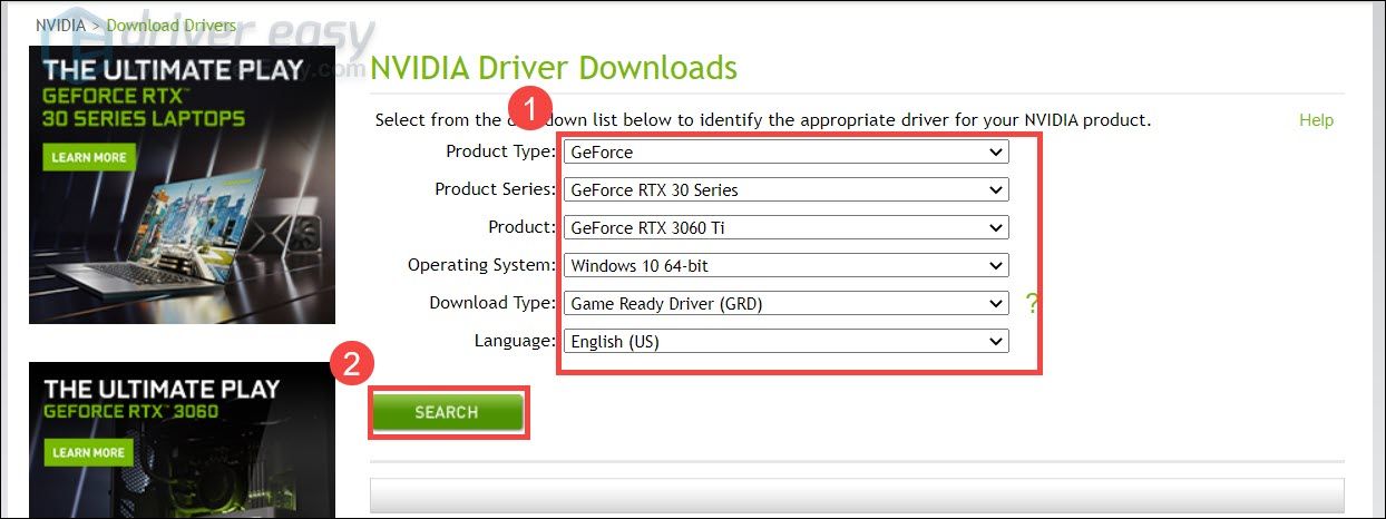 nvidia geforce rtx 3060 driver update