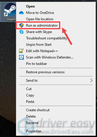 Run Steam as administrator