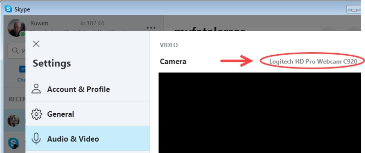 how to get logitech camera settings to work for skype