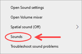 sounds settings