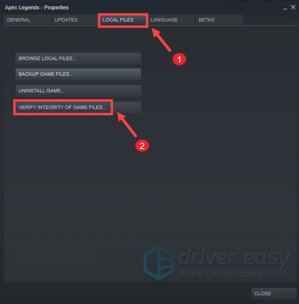 verify integrity of game files on Steam to fix Apex Legends stuttering issue