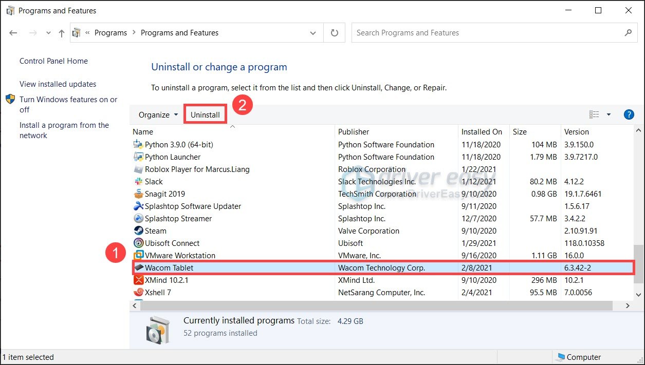 Uninstall Reinstall Wacom Drivers On Windows 10 8 7 Driver Easy - roblox player launcher uninstall