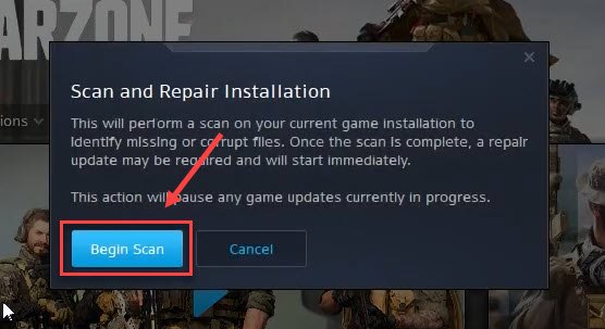 scan and repair Call of Duty: Warzone