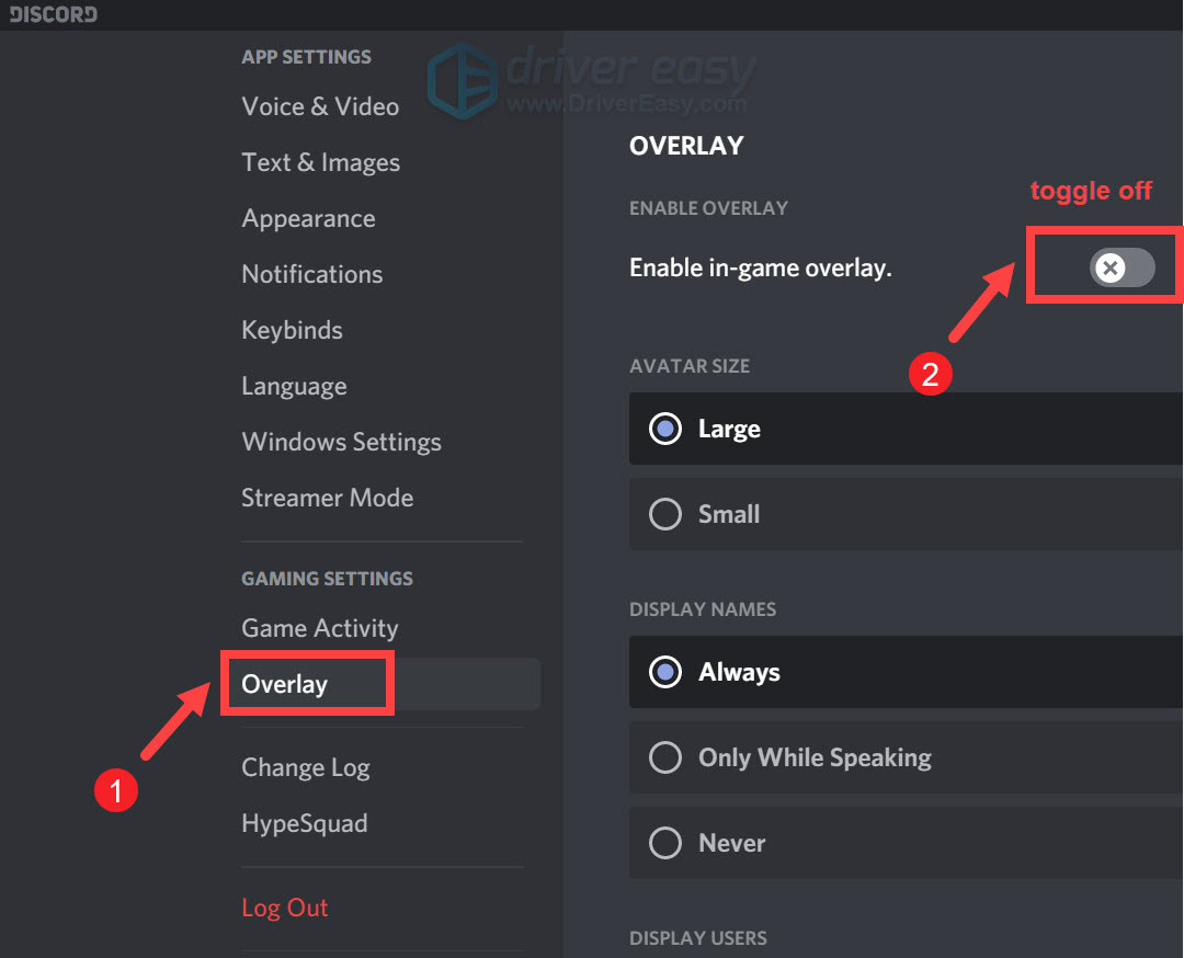 disable Discord overlay