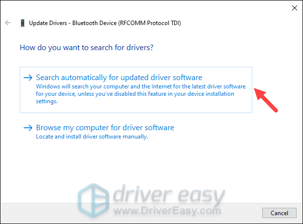 update driver via Device Manager