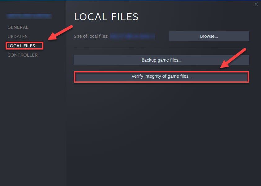 Verify the game's files. Verify Integrity of game files Dota 2.