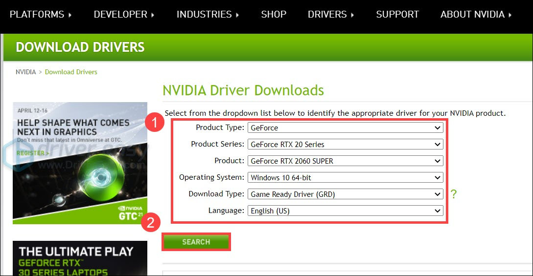 nvidia rtx 2060 drivers windows 10