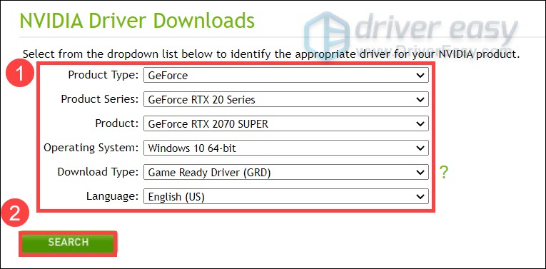 RTX 2070 SUPER Drivers Download & Update Windows 10/11 - Driver Easy