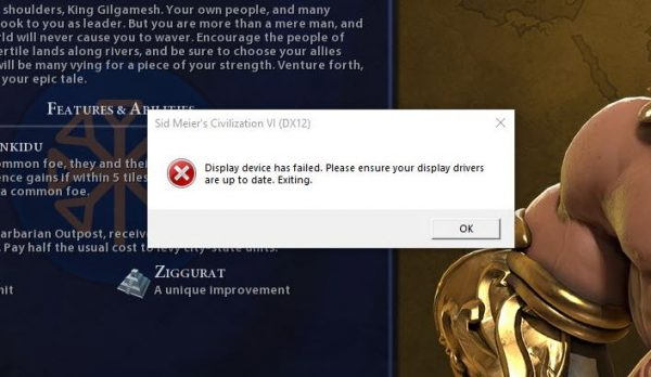 No compatible graphics device found civilization 6 как исправить