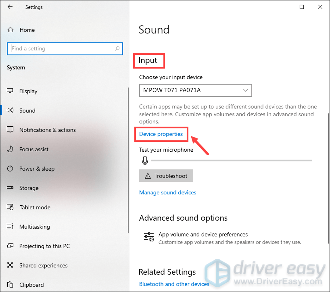 choose the audio input device