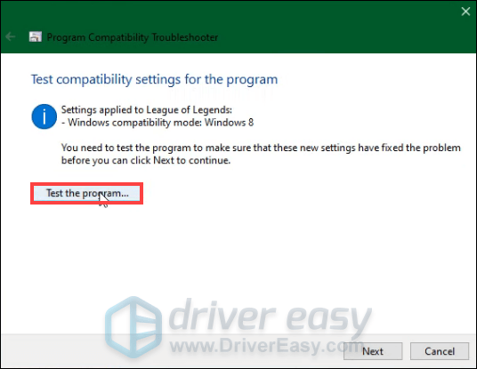 League of Legends run the compatibility troubleshooter