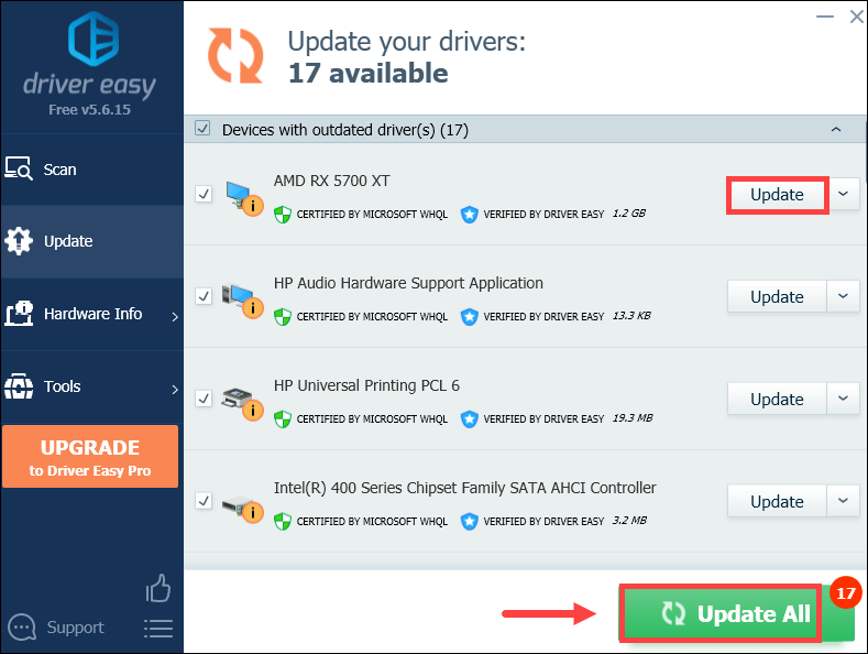 AMD driver with Driver Easy