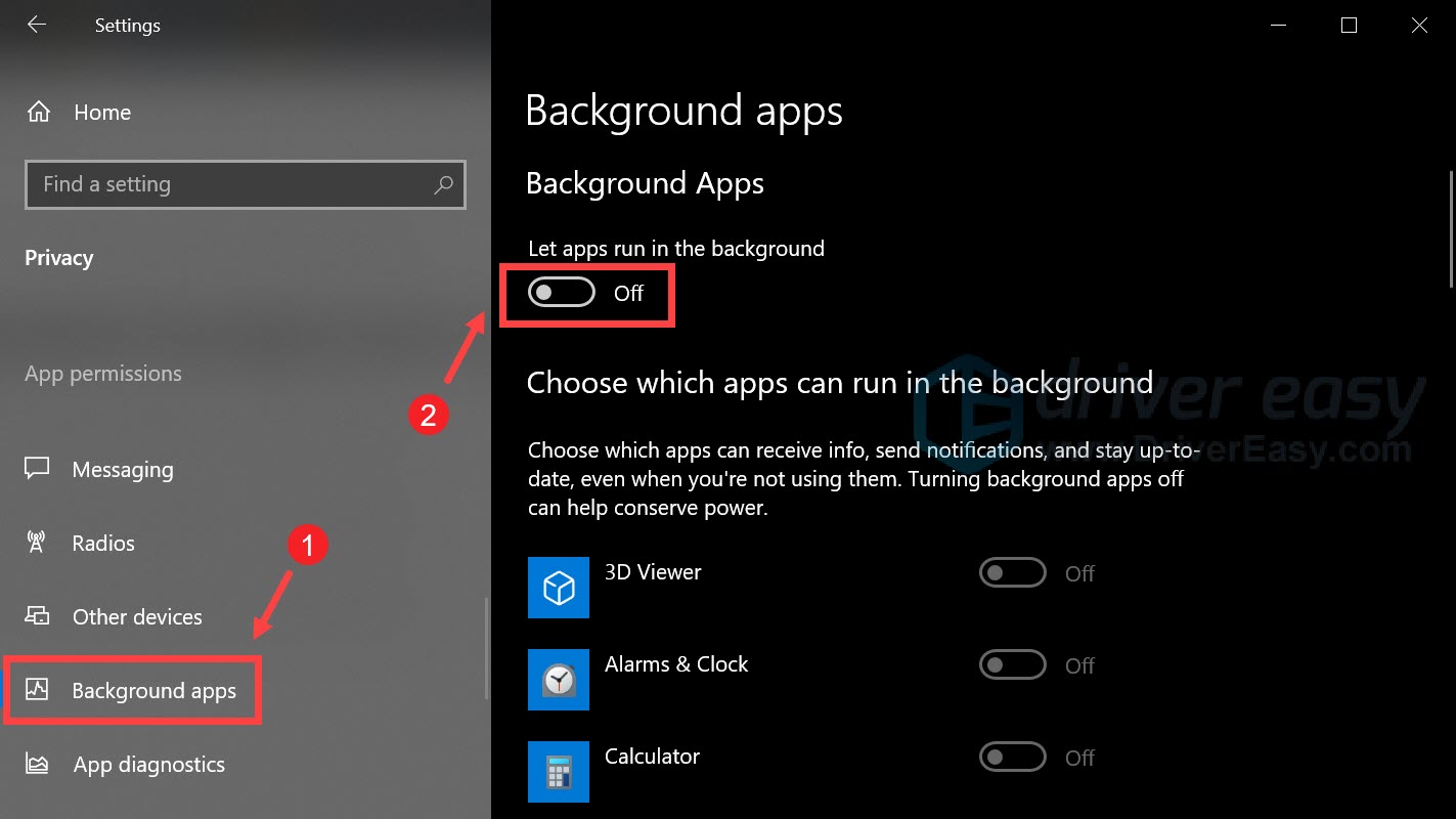 turn off background apps