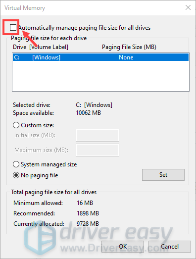 Quick Fix] RDR2 Out of Memory Please increase the page file size Error -  Driver Easy