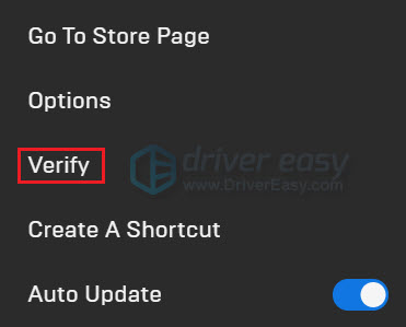 verify game files in Epic Games Launcher
