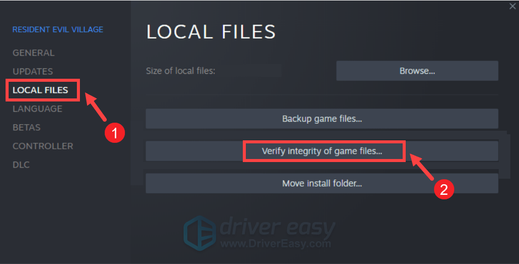 Resident Evil Village verify integrity of game files
