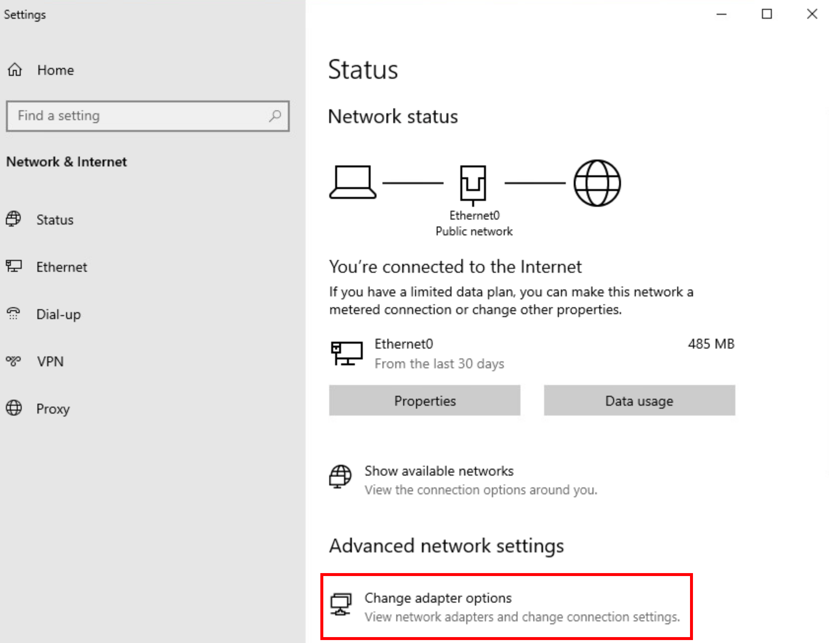 Network internet settings. Геншин ошибка 4201. Change Adapter options.