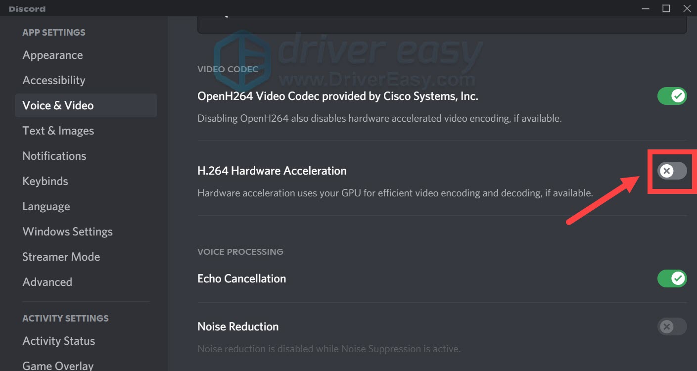 Discord disable hardware acceleration