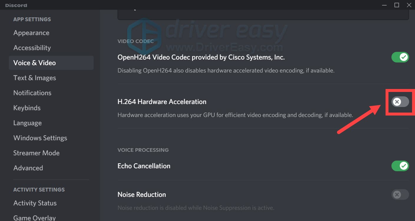 Hardware acceleration disabled