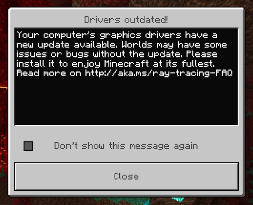 Your graphics driver 2025 is outdated please update