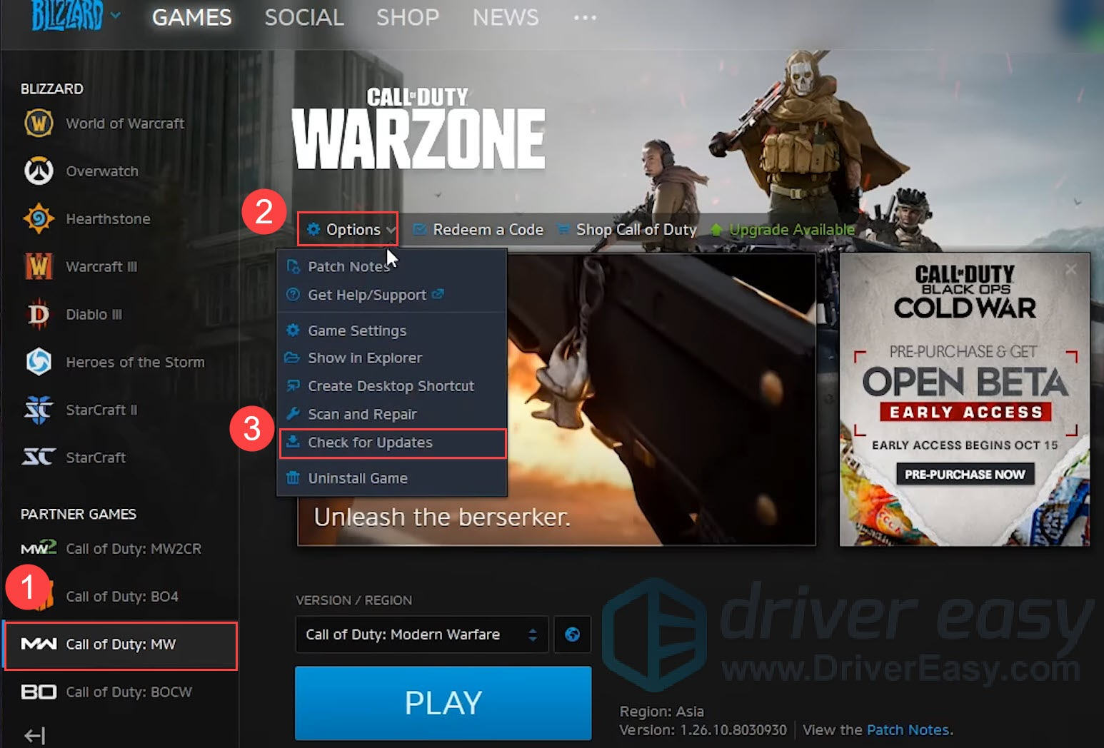 How to fix Warzone Pacific / Vanguard not updating error message on Battle. net 