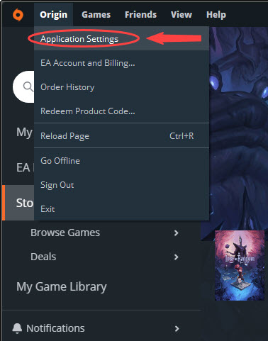 origin application settings